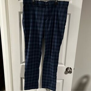 The Original Penguin Men's Navy Plaid Check Pattern Slim Fit Chico Pants